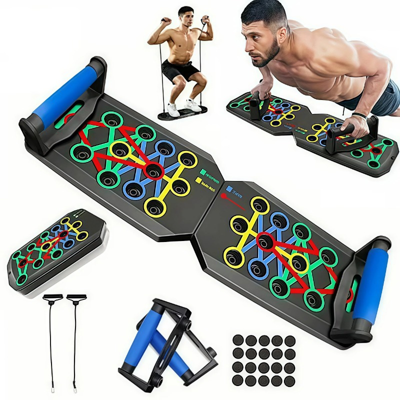 Push Up Board - Plataforma Dobrável para Flexões com Faixas
